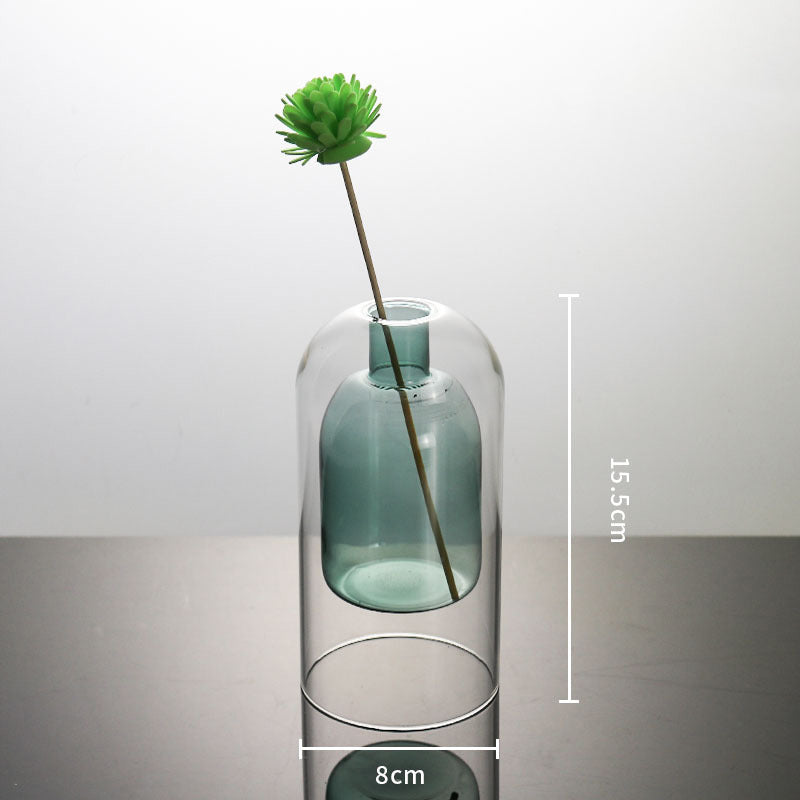 Vases Glass Vase Home Decor Room Decor Modern Wedding Decoration Hydroponic Flower Pot Double Glass Container Crafts Ornament